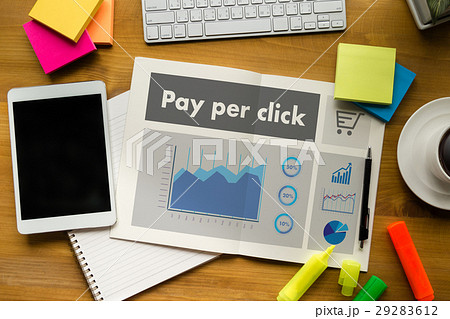 PPC - Pay Per Click concept Businessman working PPC - Pay Per Click concept Businessman working 29283612