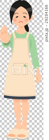 A woman refusing politely with an apron A woman refusing politely with an apron 29284166