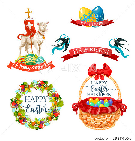 Vector icons and paschal symbols for Easter design Vector icons and paschal symbols for Easter design 29284956