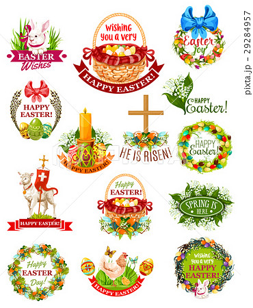 Easter holiday label, badge and symbol set 29284957