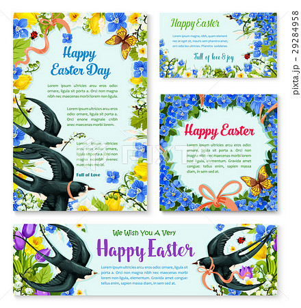 Easter banner template with spring birds, flowers Easter banner template with spring birds, flowers 29284958