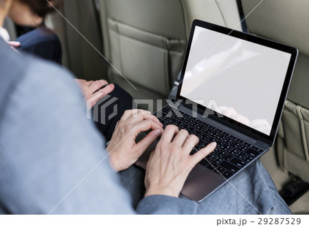 Buusiness People Working Usong Laptop Car Inside Buusiness People Working Usong Laptop Car Inside 29287529