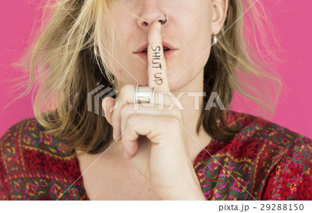Woman Quiet Shut Up Secret Shh Portrait Concept 29288150