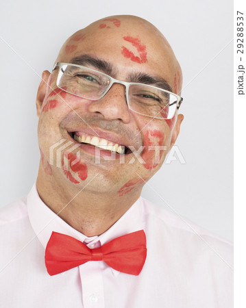 Man Smiling Happiness Lipstick Kiss Portrait Man Smiling Happiness Lipstick Kiss Portrait 29288537