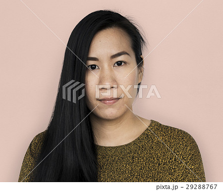 Asian Woman Front View Serious Concept Asian Woman Front View Serious Concept 29288767
