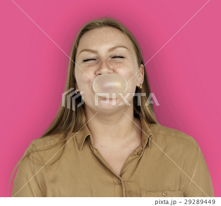 Caucasian Woman Bubble Gum Caucasian Woman Bubble Gum 29289449