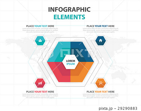 colorful hexagon business Infographics elements 29290883