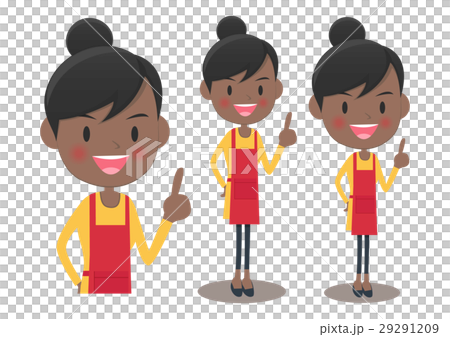 人差し指を立てるエプロン姿のアフリカ人女性のイラスト素材 29291209 Pixta