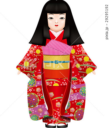 伝統的な日本人形のイラスト素材