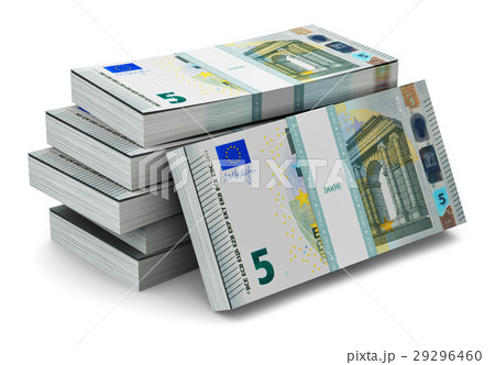 Stacks of new 5 Euro banknotes Stacks of new 5 Euro banknotes 29296460