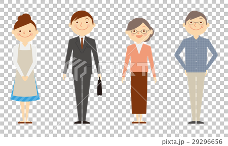 家族　全身　2世代　セット　イラスト 29296656