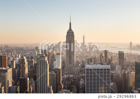 New York City Manhattan downtown skyline at sunset 29296863