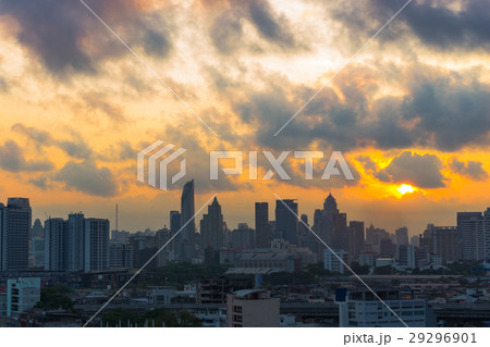 Sunrise scence of Bangkok skyline Panorama Sunrise scence of Bangkok skyline Panorama 29296901
