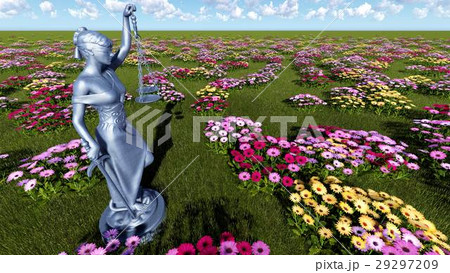 Lady of justice and flowers - 3d illustration 29297209