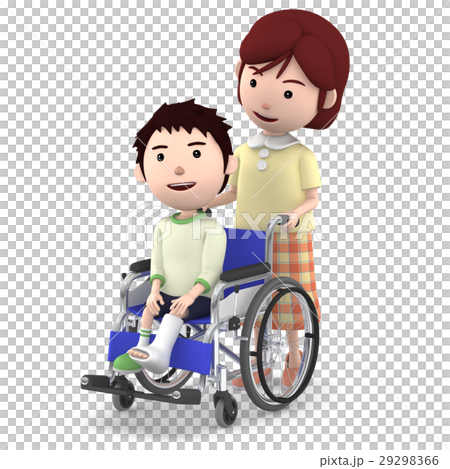 A sister sitting in a wheelchair with a Gibbs boy and a mother serving A sister sitting in a wheelchair with a Gibbs boy and a mother serving 29298366