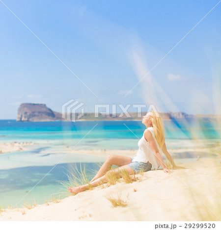 Relaxed Happy Woman Enjoying Sun on Vacations. Relaxed Happy Woman Enjoying Sun on Vacations. 29299520