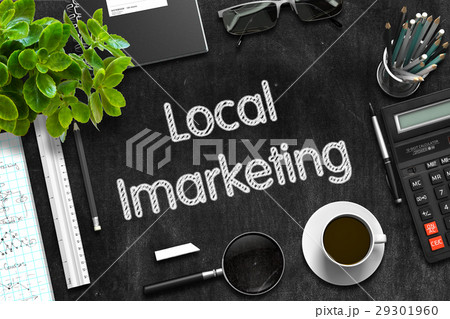 Local Imarketing Concept on Black Chalkboard. 3D 29301960