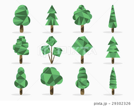 Polygon trees set. Low poly style. Vector 29302326