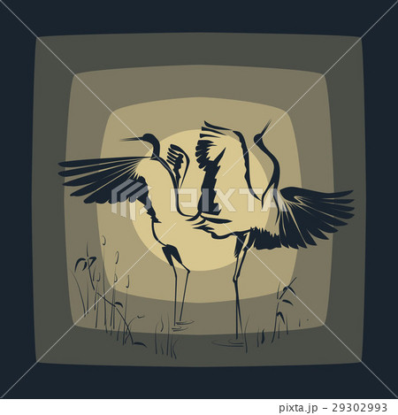 Dancing Crane(Symbol of prosper) against the Moon. Dancing Crane(Symbol of prosper) against the Moon. 29302993