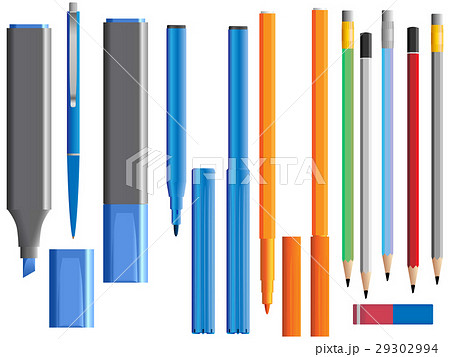 Vector illustration of set of different pens Vector illustration of set of different pens 29302994