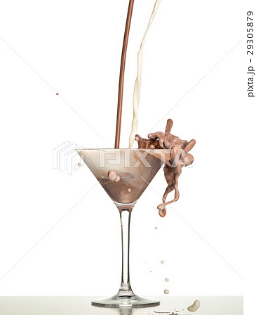 macro shoot with hot chocolate falling in glass on macro shoot with hot chocolate falling in glass on 29305879