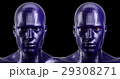 3d rendering. Two faceted blue android heads 29308271