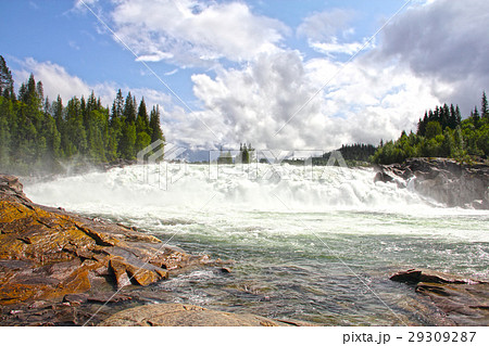 Waterfall in green forest 29309287