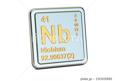 Niobium Nb, chemical element sign. 3D rendering 29309980