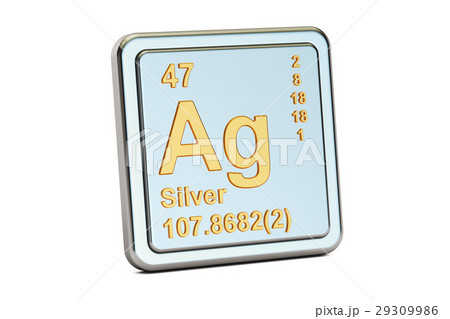 Silver Ag, chemical element sign. 3D rendering 29309986