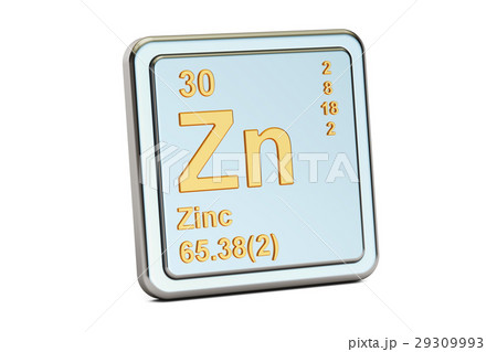 Zinc Zn, chemical element sign. 3D rendering 29309993