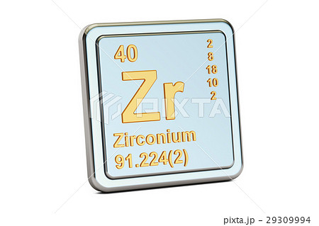 Zirconium Zr, chemical element sign. 3D rendering 29309994