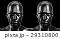 3d rendering. Two faceted black android heads 29310800