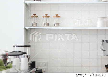 Coffee cups on Coffee machine in white coffeeshop 29312849