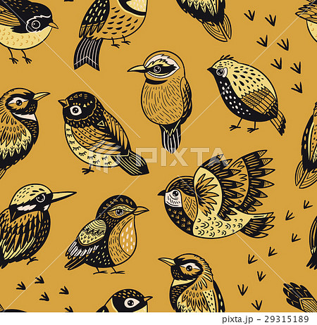 Hand drawn tropical birds pattern Hand drawn tropical birds pattern 29315189