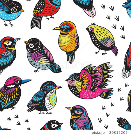 Hand drawn tropical bird pattern 29315205