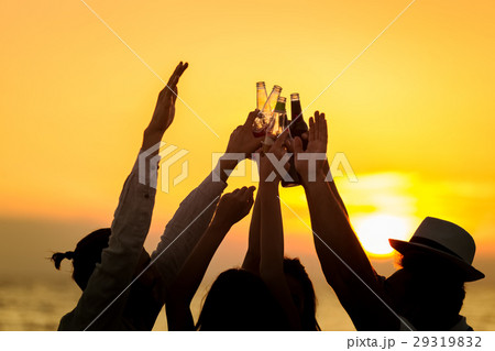 Friends Beach Party Drinks Toast Celebration 29319832