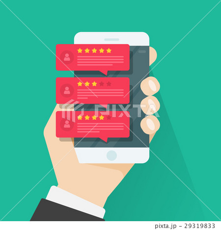 Review rating on mobile phone vector, smartphone 29319833