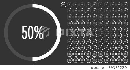 Set of circle percentage diagrams from 0 to 100 29322229