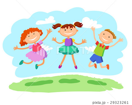 Vector Illustration of Stick Kids Jumping together 29323261