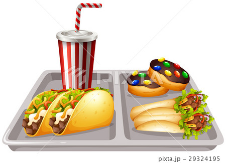 Tray of food and drink Tray of food and drink 29324195