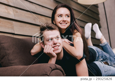 in love teenagers lie on bed at home 29325826