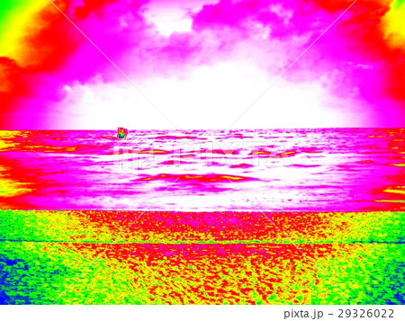 Stony ocean beach with sand.Thermography effect. Stony ocean beach with sand.Thermography effect. 29326022