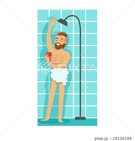 Man Washing Himself With Washcloth In Shower 29326188