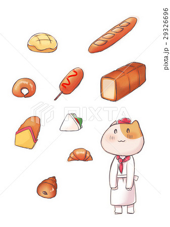 ネコのパン屋さんのイラスト素材