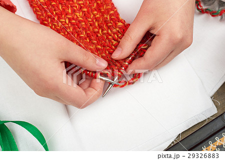 sewing accessories top view, seamstress workplace 29326883
