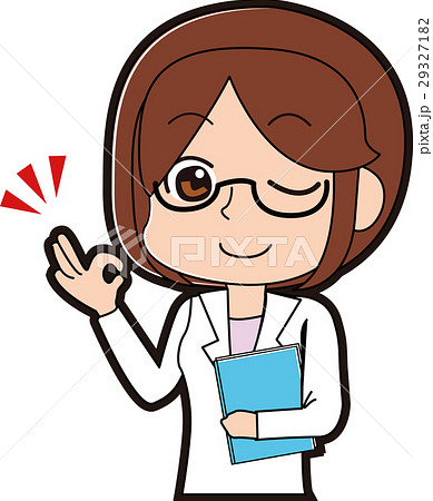 グーサインをする白衣の女性のイラスト素材