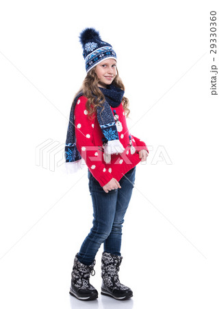 Pretty smiling little girl with curly hairstyle. 29330360