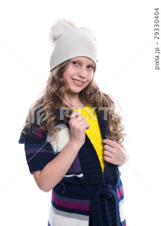 Cute smiling little girl with curly hairstyle. Cute smiling little girl with curly hairstyle. 29330404