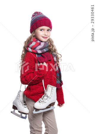 Cute smiling little girl with curly hairstyle. 29330461
