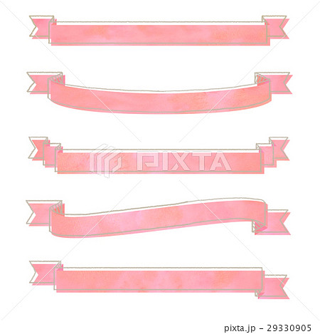 手描き風 帯リボン 赤のイラスト素材